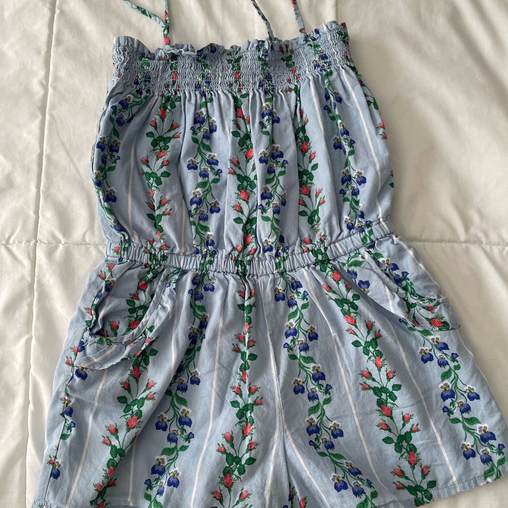 Janie and Jack Blue Floral Kids Romper